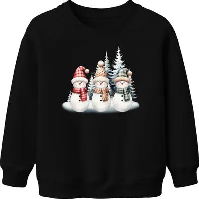 Produktbild von Schneemänner - Weihnachten Weihnachtsgeschenk Christmas Uni Kinder Weihnachtspullover, Schwarz, 116