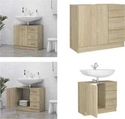Zdjęcie produktu dla vidaXL Szafka podumywalkowa dąb sonoma 63x30x54 cm materiał drewnopochodny - Szafka łazienkowa - Szafki łazienkowe - Szafka - Szafki