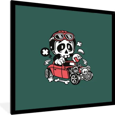 Produktbild von MuchoWow® MuchoWow® Gerahmtes Poster Auto - Oldtimer - Totenkopf 40x40 cm - Poster mit zchwarzem Bilderrahmen - Mit Rahmen - Wanddekoration Schlafzimmer