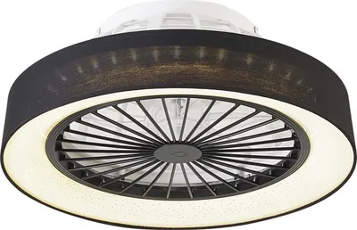 Zdjęcie produktu dla Czarny wentylator sufitowy z efektem gwiazdy 47 cm z LED, ściemnialny, z pilotem - Emily