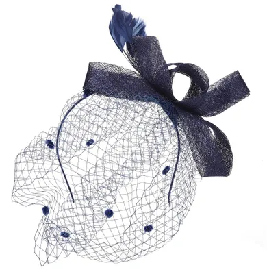 Produktbild von Brautschleier aus Netzgewebe für Damen, Gesichtsschleier, Fascinator, Haarschmuck (Marineblau)