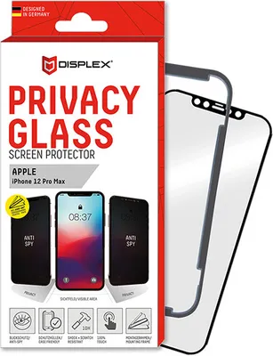Produktbild von Displex Privacy Panzerglas (10H) für Apple iPhone 12 Pro Max, Eco-Montagerahmen, Privacy Filter, Tempered Glas, kratzer-resistente Schutzfolie, hüllenfreundlich, Apple, iPhone 12 Pro Max, Trockene Anwendung, Schlagfest, Kratzresistent, Staubresistent, Transparent, 1 Stück(e)