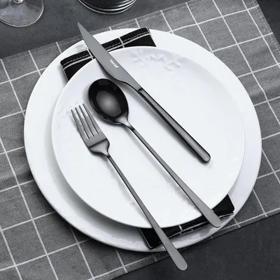 Produktbild von Famanu Besteckset 10-teilig - Spiegelpoliertes Edelstahl, Schwarz