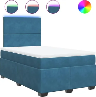 Produktbild von vidaXL Boxspringbett mit Matratze Blau 120x200 cm Samt