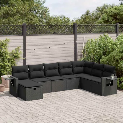 Produktbild von Eleganten-Stil 8-tlg. Garten-Lounge-Set mit Kissen Garten-Sofagarnitur, Outdoor Indoor, Schwarz Poly Rattan Gartenmöbel-Sets CHY71937474