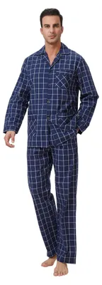 Imagen del producto de Elzusha - Conjunto de pijama de algodón de dos piezas para hombre