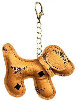 Image de Pendentif teckel en cuir PU, marron, pour sac à main et clés