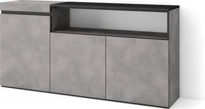 Immagine prodotto di COZY Credenza, Mobile, Cucina, 150x35x75cm, 3 Porte, grande stoccaggio, Cemento