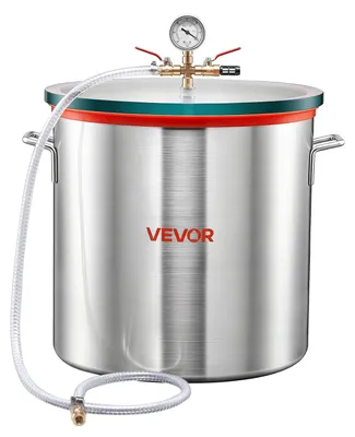Obrázek produktu pro VEVOR Vakuová komora o objemu 56,8 litrů, vyrobená z hliníkové slitiny, s odplyňovací komorou, tvrzeným skleněným víkem, hadicí a vzduchovým filtrem, určená pro odlévání pryskyřic, stabilizaci dřeva a použití se silikonem, epoxidovou pryskyřicí a esenciálními oleji