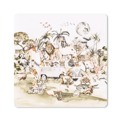 Produktbild von MuchoWow® Mauspad Mousepad Bus - Tiere - Kinder - Jungen - Mädchen - Palme 30x30 cm - Mousepads - Maus Mat - Pad - Mausunterlage - Gaming