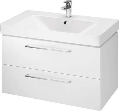 Produktbild von BADLAND Badmöbel Set Badezimmerschrank mit Keramikwaschbecken, 2-Schubladen LARA MILLE 80 Weiß