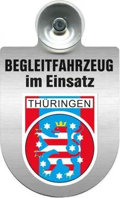 Produktbild von Einsatzschild mit Saugnapf - Begleitfahrzeug im Einsatz - incl. Regionenwappen 309457 Color - Region Thüringen