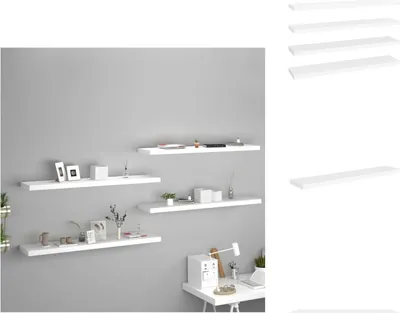 Immagine prodotto di vidaXL Mensole galleggianti 4 pz. Bianco 120x23,5x3,8 cm MDF - Mensole a muro