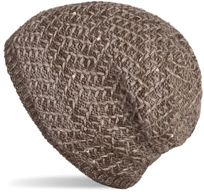 Produktbild von styleBREAKER Damen Strick Beanie Mütze mit Pailletten und Thermo-Fleece Futter, Winter Slouch Beanie 04024168