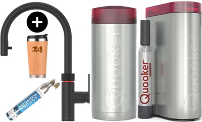 Produktbild von »QUOOKER FLEX Zugauslauf Schwarz COMBI+ B mit CUBE 2 *Der Wasserhahn, der alles kann! (22+XBLKCUBE)« (2-St) 100°C Kochendwasserhahn mit Trinkwassersys
