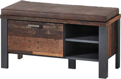 Produktbild von Schuhbank - Used Style dark Nachbildung - Matera Nachbildung - B 94 cm - 1 Schublade