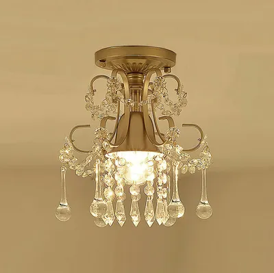Produktbild von Kronleuchter, Kristalldeckenleuchten, goldene LED Deckenleuchten, geeignet für Flure, Esszimmer, Schlafzimmer (mit Glühbirnen)