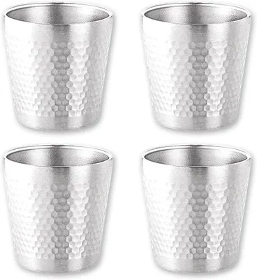 Obrázek produktu pro Sada 4 stohovatelných kelímků RVS o objemu 175 ml na kempování a cestování