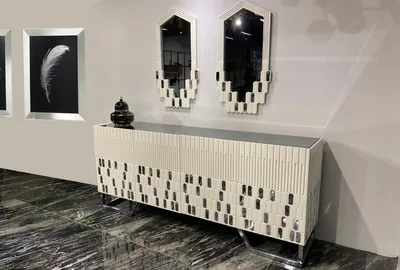 Immagine prodotto di Credenza 2x specchio sala da pranzo design mobili console cassettiera beige