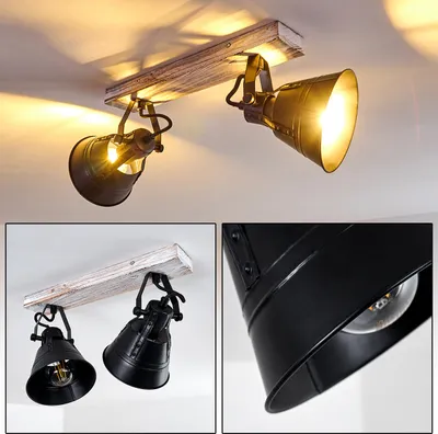 Produktbild von Croce »Croce« verstellbare Deckenlampe aus Metall/Holz in Schwarz