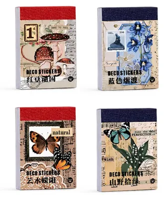 Botanische Sticker, 4 Sets mit 200 Stück, wasserfest, für Scrapbooking