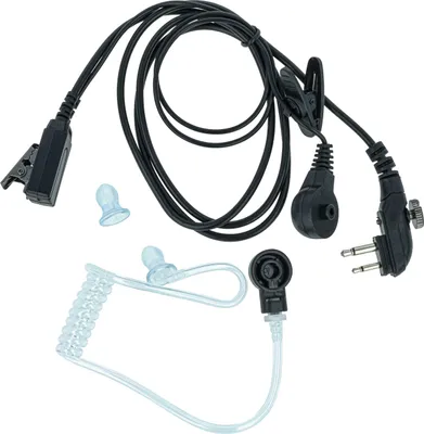 Produktbild von vhbw Headset kompatibel mit Hyt / Hytera TD510, TD520, PD560, TC620, PD500 Funkgerät mit PTT Mikrofon - transparent, schwarz, Akustikschlauch