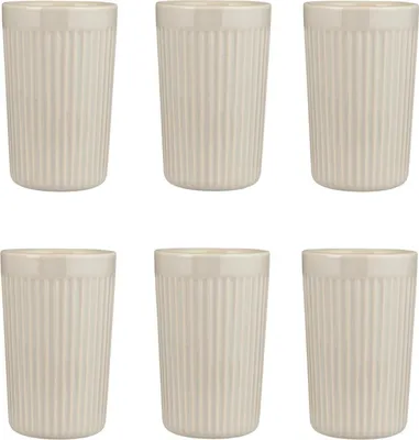 Produktbild von 6er Set Cafe Latte Becher Mynte Latte Creme für 375ml  Steingut Ib Laursen