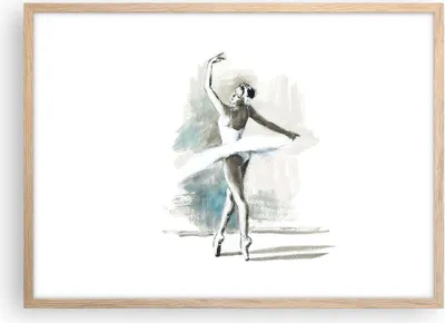 Produktbild von Gerahmtes Poster - Rahmen in heller Eiche - Ballerina Tanz Frau - 70x50 cm - Wand Bild - Wanddeko - Wandbilder - Kunstposter - Wandposter - Bilderrahmen - Bilder - Kunstdruck - P2NAA70x50-4953