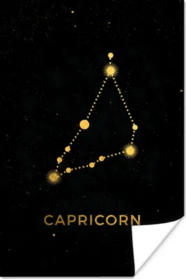 Produktbild von MuchoWow® Poster Tierkreiszeichen - Steinbock - Astrologie - Gold 120x180 cm - Kunstposter