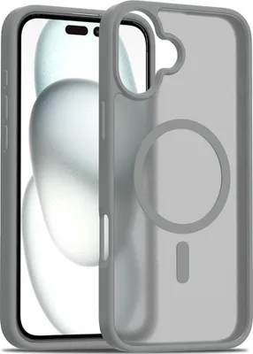 Obrázek produktu pro Magnetické pouzdro pro iPhone 16 Plus, kompatibilní s MagSafe, matná průsvitná zadní strana, odolné proti nárazům Šedá