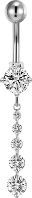 Produktbild von Karisma Edelstahl Bauchnabel Piercing mit Anhänger Zirkonia - Weiss HB129