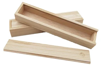 Holz-Aufbewahrungsbox mit Schiebedeckel, 2 Stück, 23x5x3 cm