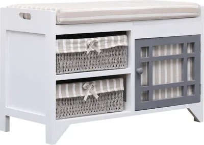 Obrázek produktu pro Lavice do předsíně bílá 70 x 33,5 x 45 cm dřevo pavlovnie