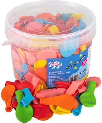 Produktbild von Luftballons aus Naturkautschuklatex, 500 Stück, bunt, Ø18cm, für Luft- und Heliumfüllung