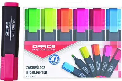 Obrázek produktu pro Sada 6 zvýrazňovačů, žlutá, oranžová, růžová, zelená, červená, modrá