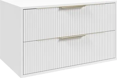 Produktbild von Badplaats Waschbeckenunterschrank Rimini 80 x 46 cm Weiß Matt - Hängender Badezimmerschrank mit 2 Soft-Close Schubladen