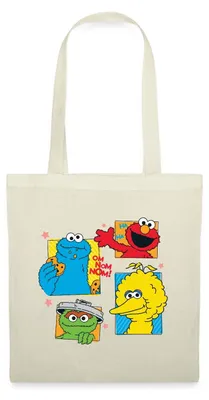 Produktbild von Spreadshirt Sesamstraße Cookie Bibo Elmo Oscar Stoffbeutel, One size, Natur
