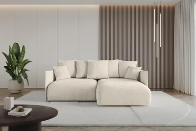 Produktbild von ALTDECOR Ecksofa mit Schlaffunktion und Bettkasten ONESK-L  216x177x72 cm Beige - Corner Sofa Eckcouch Couch L-Form  angeordnet Schlafcouch Ausziehbar Wohnlandschaft