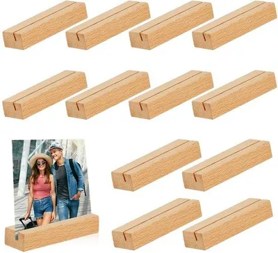 Produktbild von YUDAWN 12-teiliger Holzständer, stabiler Kartenhalter, Tischkartenhalter aus Holz, Postkartenhalter, Speisekartenhalter, Fotorahmen, Kartenständer für Hochzeiten, Geburtstage und Feiern