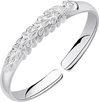 Produktbild von Armreif für Damen, 3D-Pfauenprägung, verstellbarer Umfang, glatte Oberfläche, Handgelenkschmuck, Geburtstagsgeschenk, offenes Armband