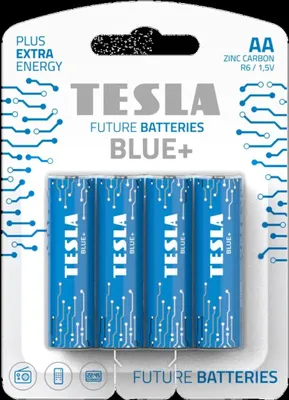 Imagen del producto de Tesla BLUE+, Pila desechable, AA, de zinc-carbono, 1,5 V, paquete de 4 unidades, color azul