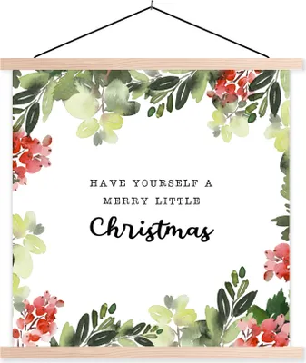 Produktbild von MuchoWow® Textilposter Weihnachten - Zitat - Aquarell 40x40 cm mit holzfarbenen Rahmen - Posterleiste