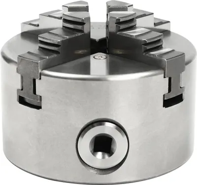 Image de Mandrin de tour métallique - 4 mors à centrage automatique - 80 mm - Manuel - 80×80×66 mm - 2,2 kg - Argent