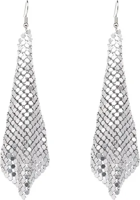 Produktbild von Paar Damen-Hakenohrringe, glänzende Pailletten, antiallergische Quaste, leichte Ohrdekoration, Schmuck, Abschlussball, Cocktailparty, Hängeohrringe, baumelnde Ohrringe