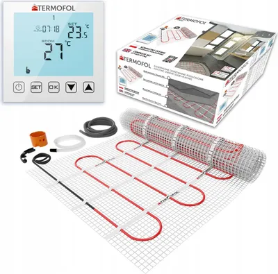 Produktbild von Termofol Set Heizmatte mit Thermostat  - Elektrische Fußbodenheizung fur Badezimmer, Wohnzimmer und Küche - Heizfolie mit Heizkraft 150W/m2 - Oberfläche 4 m² - H1 Weiß