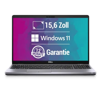 Produktbild von Dell Latitude 5510 15,6 Zoll Full HD Laptop - Intel Core i5-10310U bis 4x 4,4GHz - 16GB RAM - 512GB SSD - Webcam - Windows 11 Pro - Norton 360 1 Jahr
