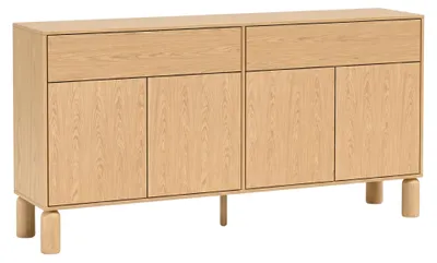 Produktbild von Sideboard - 180 x 92 cm - Kommode Eiche Optik - Anrichte mit Schubladen und Fächern - Holzfüße - SANDEN