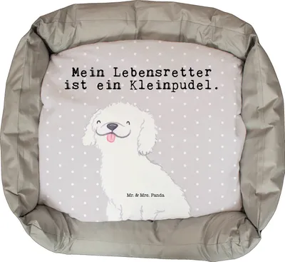 Produktbild von Mr. & Mrs. Panda Hundekörbchen Kleinpudel Lebensretter - Grau Pastell - Geschenk, Weihnachten, Hund, Valentinstag, Ostern, Pudel, Muttertag, Tierliebhaber