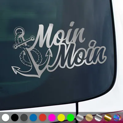 Produktbild von PantherPixel Moin Moin Aufkleber Anker Nordsee Ostsee Küste Sticker Auto Geschenkidee Farbe Silber