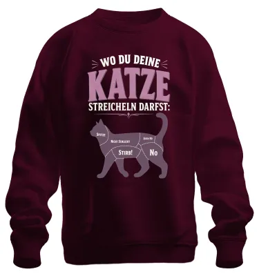 Zdjęcie produktu dla Bluza z napisem "Gdzie możesz pogłaskać kota", sarkastyczna, w kolorze bordo, rozmiar L